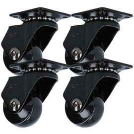 MS Beschläge Modern Black Furniture Castor, Designer Furniture Transport Castor, 360° Rotatable Screw-On Plate, Polyurethane Swivel Castor, Ball Bearing (Diameter 35 mm, 4)