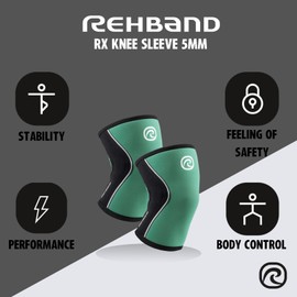 Rehband 5mm Knee Sleeves for Functional Training, Cross-Training & Powerlifting, Weightlifting Knee Support made of Neoprene, Unisex, Colour:Emerald Green/Black, Size:X-Small