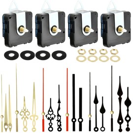 DODUOS Set of 4 Self-Installation Movements with Hands, Black Movement for Wall Clock, Silent, Quartz Movement with 6 Different Pairs Movement with Hands of DIY Clock Movement Kits Replacement