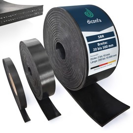 diconfa Rubber Strips with Fabric Insert to Measure - 2 mm to 10 mm Thick - 20 mm to 500 mm Wide - 0.2 m to 10 m Long - Selection: 200 mm x 1000 mm x 2 with 1 Insert - Rubber Mat SBR Hard Rubber Solid