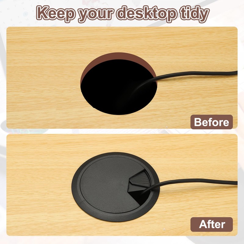 PATIKIL 3 Inch Desk Grommet, 6Pcs Cable Grommet Wire Management