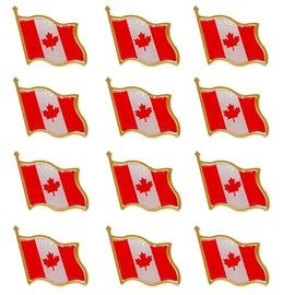 12Packs Canada Maple Leaves Flag Pins - Canadian Flag Pins for Travel Brooch Badge Gifts for Canada National Day Friend Class (12)