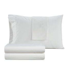 IZOD 100% Egyptian Cotton Sheets Set Full Size, Cotton Percale Crisp Sheet Set 4Pc, Lightweight & Deep Pocket fits Upto 17", Long-Staple Soft Combed, Hotel Style Sheets Luxury Bedding Sheet - White