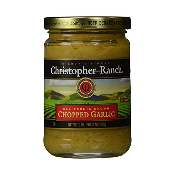 Christopher Ranch CHOPPED GARLIC in Olive Oil – Famous Award Winning Heriloom Garlic - 9 Oz