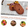 VILLFUL Elegant Lidded Egg Storage Basket Woven Potato Bread Basket