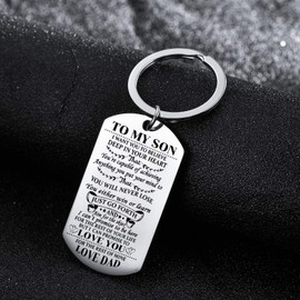 BESPMOSP Son Keyring Son Gifts from Dad Son Christmas Birthday Gifts Graduation Gifts Son Present Son Inspirational Gifts from Dad