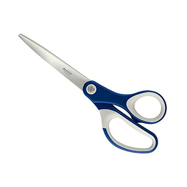 Leitz Titanium Scissors, Right or Left Handed (Ambidextrous), 205 mm, Office Stationary, Ergonomic Handle, Blue