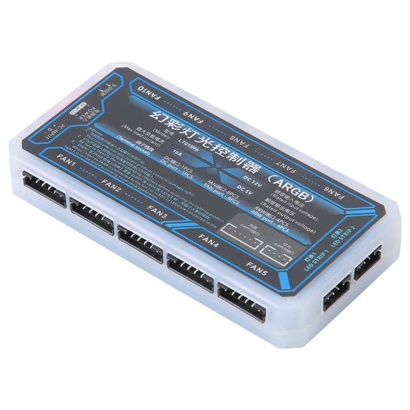 Fan Hub Computer Cooler System PH2.0 4‑Pin LED1‑LED2 FAN1‑FAN10 5V