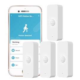 WiFi PIR Motion Sensor: Smart Indoor Motion Detector with App Notification Alerts & Records, Battery Included, Infrared Movement Detector for Remote Monitor and Home Automation (4-Pack)