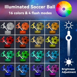 3D Hover Soccer Ball, Glow Soccer Party Decorations, Light Up football Sports Decor For Bedroom, 16 Colors Changing Touch/Remote Contro, Birthday Christmas Gifts For World Cup (soccer ball 2)