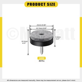 Mardatt 40Pcs Screw on Felt Chair Pads, Non Slip Felt Furniture Pads with Screw Felt Pads for Furniture Floor Chair Leg Protectors Furniture Sliders for Hardwood Tile Floors - 24mm/ 0.94"