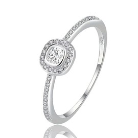 YVLSS 925 Silver Square Cut Rings for Women Cubic Zirconia Ring Rings for Women Sterling Silver Rings Wedding Band Rings Gift Ring Sterling Silver Rings Size 7-9 (6)