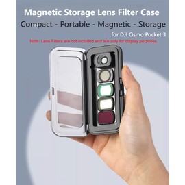 Portable Magnetic Storage Case for DJI Osmo Pocket 3 Lens Filter, Camera Lens Filter Case, Camera Accessories Organizer Travel Case Can Store 5 Pocket 3 Lens Filter, Black, Magnetic portable storage
