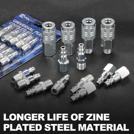 WYNNsky Air Compressor Hose Fittings, 1/4'' Universal Quick Connect Coupler, Steel Material, 14PCS