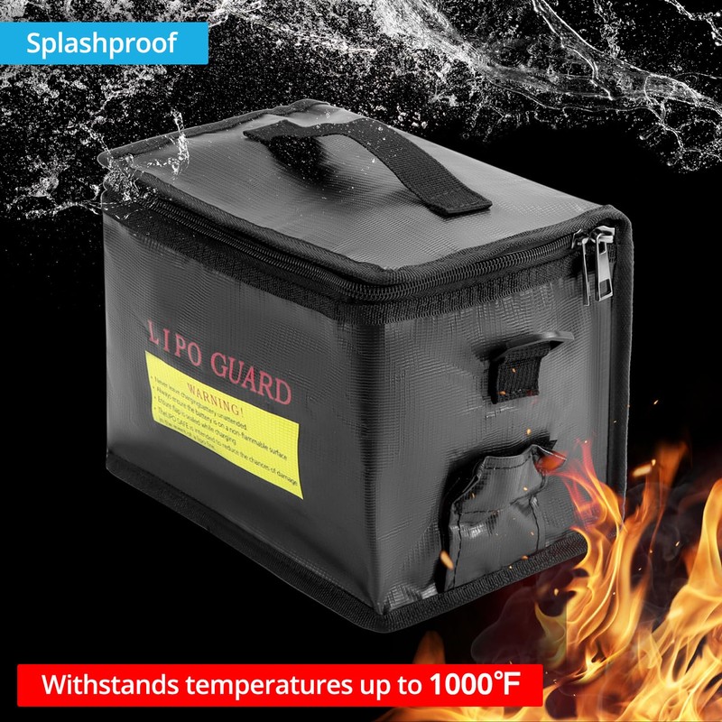 QWORK® 215*165*145MM Lipo Safe Bag, Fireproof & Explosion Proof, Safe