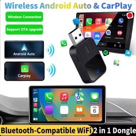 Wireless CarPlay Adapter & Android Auto Wireless Adapter, 2 in 1 Wireless Carplay Compatible with iOS 12+ / Android 11+, Mini Stable Carplay Adapter USB C, Plug and Play (Black)