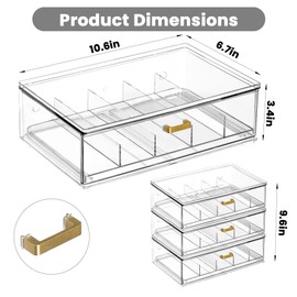 LALOBLUE Drawer Glasses Case – Acrylic Stackable Sunglass Organizer, Pull-Out Eyeglass Holder for Multiple Glasses, Reading Glasses, 3 Pack Morden Sunglass Display Case Storage