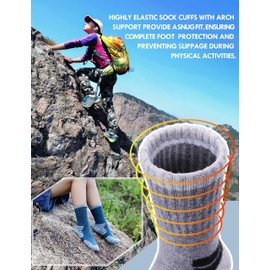 Kids Merino Wool Hiking Socks Boys Girls Toddlers Thermal Winter Warm Boot Thick Cushion Gift Socks 6 Pairs （6 Pairs Mix Color B，8-12 Years）