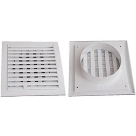 Air Ventilation Plastic Grill Cover 190mm x 190mm adjustable Ø125 ducting/White