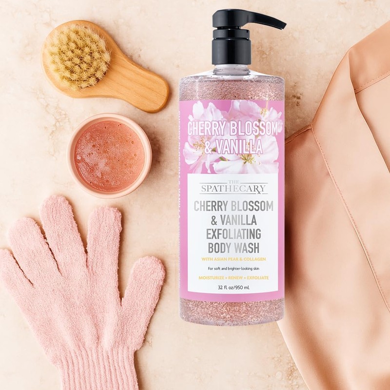 Gel De Baño Exfoliante De Flor De Cerezo Y Vainilla