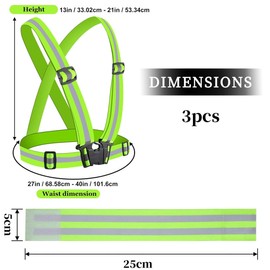 BZKSER Adjustable Reflective Bands, Reflective Strap with 2 Reflective Safety Bracelets, with Carabiner Hook for Outdoor Jogging, Cycling, Hiking, Motorcycle Riding or Running Reflector Belt
