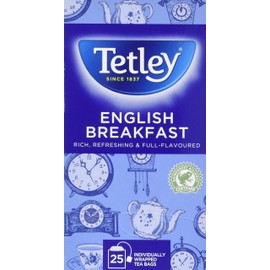 Tetley English Breakfast Tea Bags Drawstring in Envelope - Pack of 25 Tea Bags, Green Tea