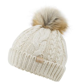 Regatta Women's Lovella VI Hat with Faux Fur pom pom, Perfect for Walking & Outdoors White