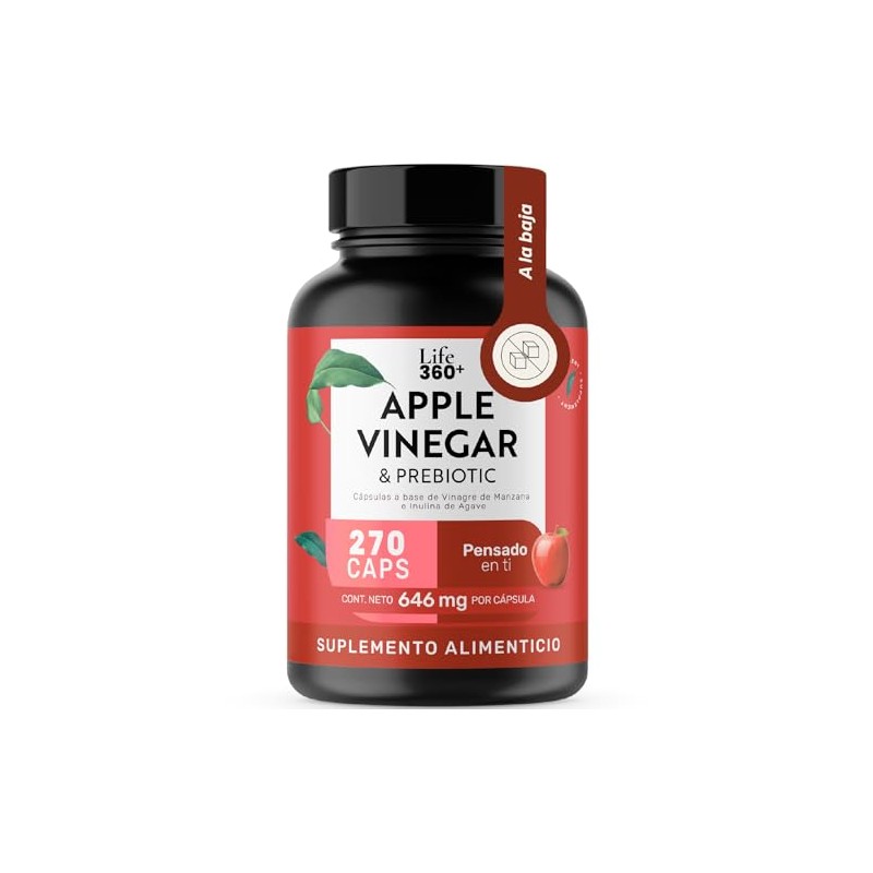 LIFE 360 Vinagre de Manzana Prebióticos 270 cápsulas 1938mg pporción