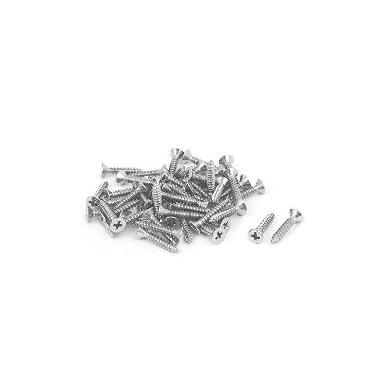 uxcell 3.5mmx19mm 304 Stainless Steel Flat Head Phillips Drive Self