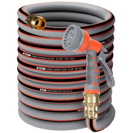 Yvnicll Garden Hose 100 ft 5/8, Rubber Water Hose Heavy Duty, Outdoor No Kink Hose, Hybrid Durable Hose for Yard Lawn with Sprayer Nozzle and 3/4'' Brass Solid Fittings