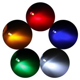DiCUNO Light Emitting Diode, 0.1 inch (3 mm) LED Diode, Round Head, 200 Each of White, Red, Green, Blue, Yellow
