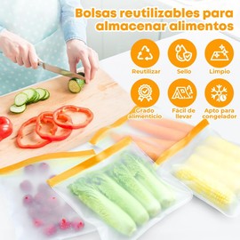 Bolsas Reutilizables para Alimentos Herméticas y Ecológicas (Multicolor, 28x20cm)