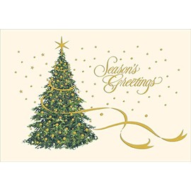 Designer Greetings Gold Foil on Christmas Tree Box of 18 Christmas Cards