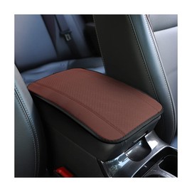 8sanlione Car Armrest Storage Box Mat, Fiber Leather Car Center Console Cover, Car Armrest Seat Box Cover Accessories Interior Protection for Most Vehicle, SUV, Truck, Car (Brown)