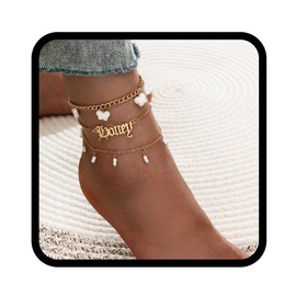 Zoestar Boho Anklet Gold Tassel Ankle Bracelet Beach Butterfly Anklet Jewellery Accessories for Women and Girls