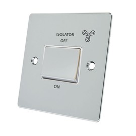 Alliance Electrical FPC3PFANWC Polished Chrome Flat White Insert Metal Rocker Switch-10 Amp 3-Pole Fan Isolator Switch