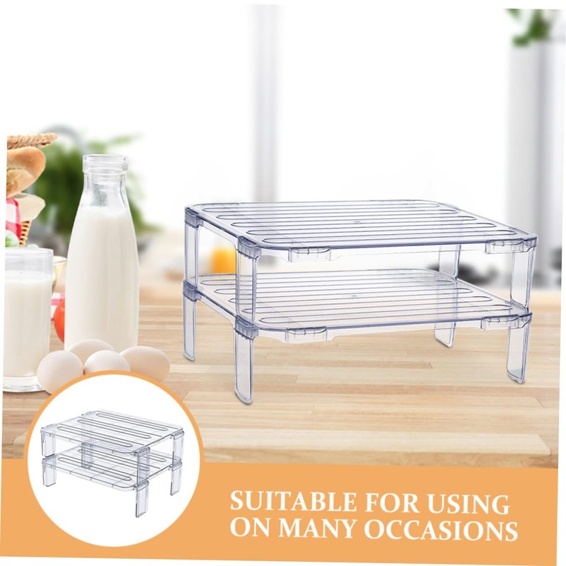 SHOWERORO 2pcs stacking shelf freezer rack Kitchen Storage Rack foldable