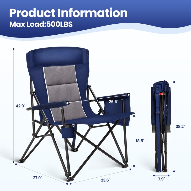 HIGH POINT SPORTS Oversized Camping Chairs for Adults, High Back