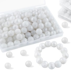 Sunrony 70pcs Silicone Beads for Keychain Making Necklace, Bulk Round 15mm Silicone Beads for Pens (Metallic White)