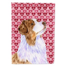 Caroline's Treasures LH9138GF Australian Shepherd Hearts Love Valentine's Day Garden Flag Mailbox Flag Decorative Yard Flag Banner Outside Patio Artwork Yard Flower Beds, Garden Size, Multicolor