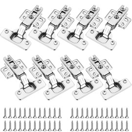 ANBOO Pack of 8 Cupboard Hinges with Soft Close, Hydraulic Damping, Ideal for Cabinet Doors in Kitchen, Bathroom and Bedroom