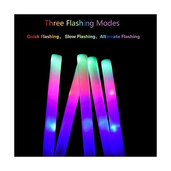 Taotuo 12PCS Foam Glow Sticks, 3 Flashing Modes Color Changing
