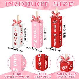 Geetery Valentine's Day Wood Table Block Decoration Valentines Tiered Tray Decor Wooden Tabletop Sign Farmhouse Centerpieces for Valentine's Day Wedding Home Anniversary Party (Romantic Style)