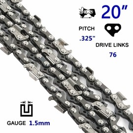 20-Inch Saw Chain .325" Pitch .058" Gauge 76 Drive Links For Husqvarna Stihl Poulan Craftsman Steele Origen Caton Chainsaws, Replaces Blue Max Models 53543 8901 8902 52209
