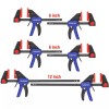 WORKPRO Bar Clamps for Woodworking 6Pk One-Handed Clamp/Spreader 6'' (4)&12''(2)