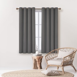 Deconovo Blackout Curtain Darkening Panel for Bedroom or Living Room Grommet Thermal Insulated Reduce Drape, 52 x 63 in, Light Grey