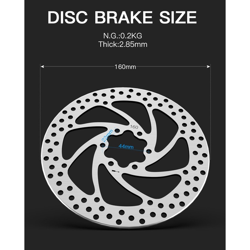 stio 2PCS 160mm Scooter Brake Disc Rotor Pad 6 Holes
