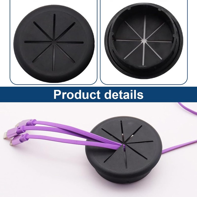 Tomedeks 4 Pack Black 61mm x 50mm x 23mm Desk