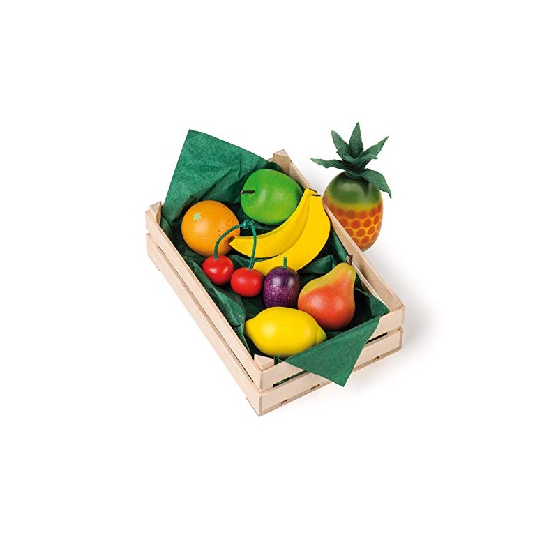 Erzi 28101 Sortiment Obst aus Holz, Kaufladenartikel für Kinder, Rollenspiele