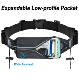 RJ-Sport Triathlon Belt with Pouch - Race Number Bib Holder with 6 Gel Loops, Ideal for Running, Cycling & Marathon (Black)